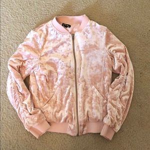 velvet pink zip up!  very comfortable, and soft.